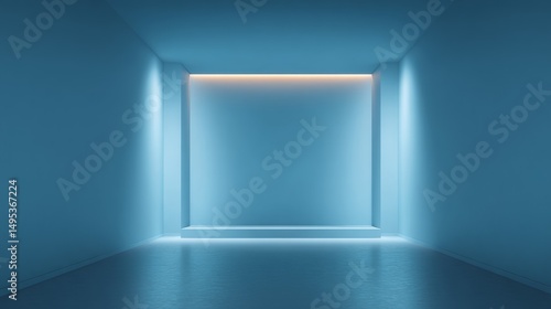 Fototapeta Naklejka Na Ścianę i Meble -  Blue studio room. Limbo light background. Abstract 3d backdrop for product presentation. Minimal wall scene. Showcase, promotion display modern