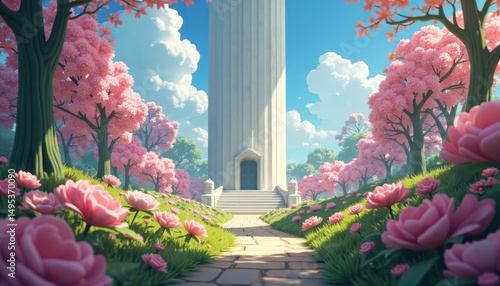 pink tulips in the park