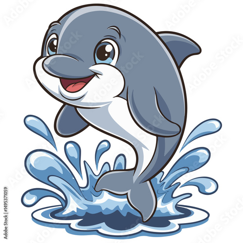 Dolphin fish swimming in deep sea, cute dolphin fish animal 