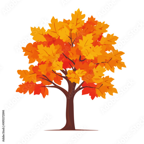 My Simple flat 2D illustration of maple tree isolated on a transparent background, vector, flat design, animation design, simple flat 2D icon, clipart