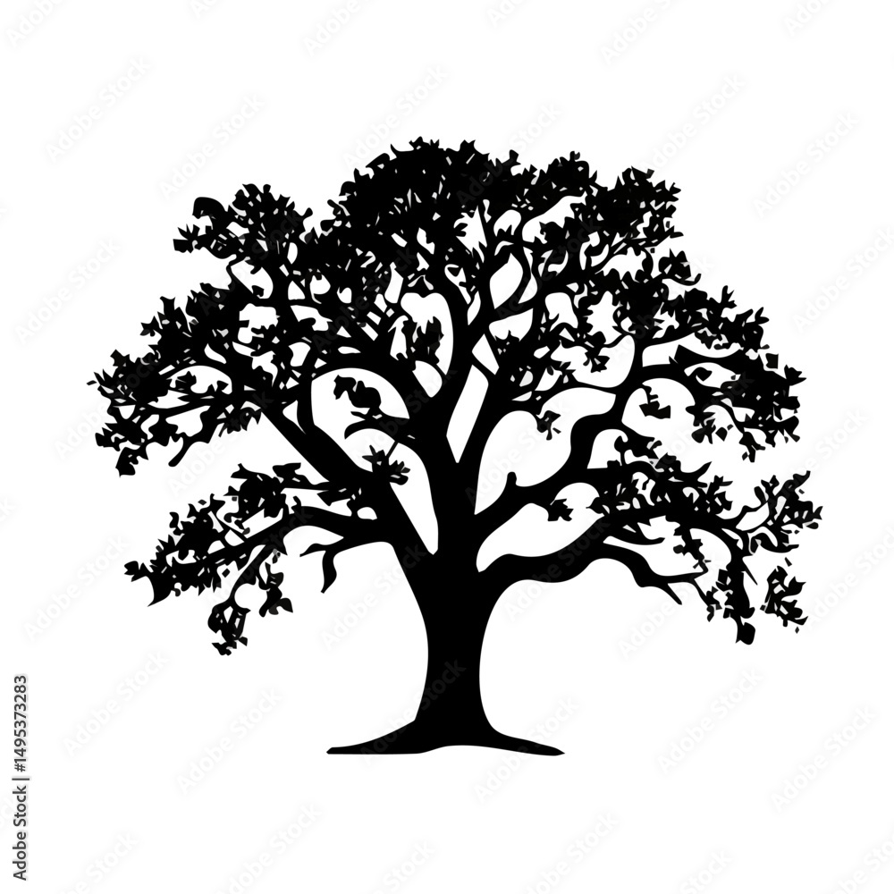 Obraz premium My Simple flat 2D illustration of oak tree isolated on a transparent background, vector, flat design, animation design, simple flat 2D icon, clipart