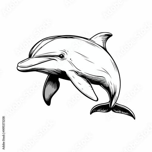 Swimming Dolphin Vector Illustration