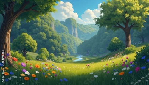 summer landscape with trees