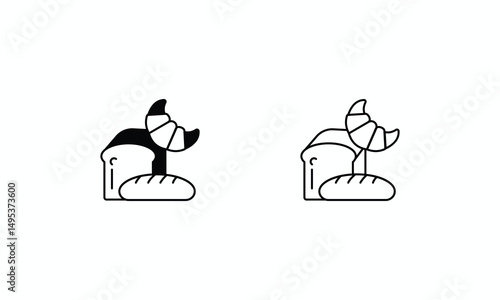Bread & Bakery icons set Line and Glyph black vector icon stock illustration