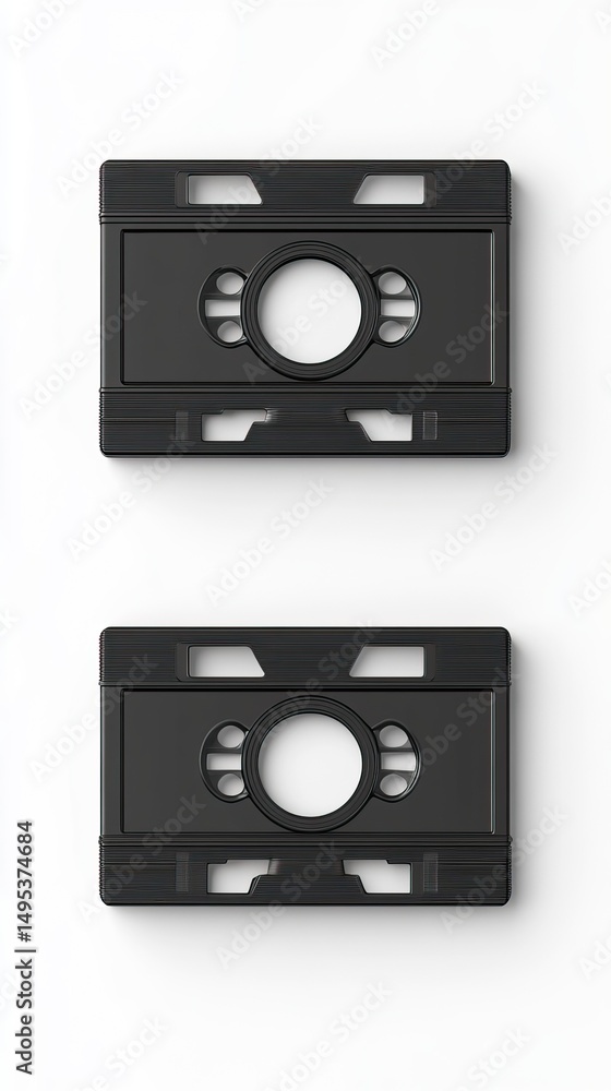 Fototapeta premium Two Black Cassette Tapes