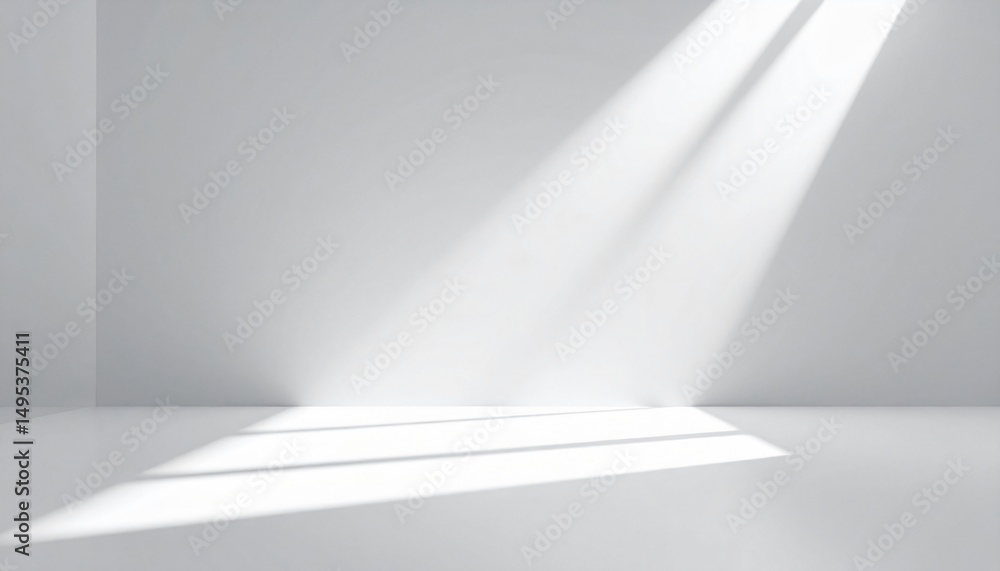 Obraz premium Minimalist white room sunlight shadow background