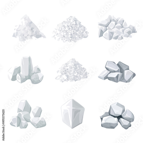 My Simple flat 2D icon, salt crystals set isolated on a white background, vector, vector, flat design, animation design, simple flat 2D icon, minimalist design, vector design, eps