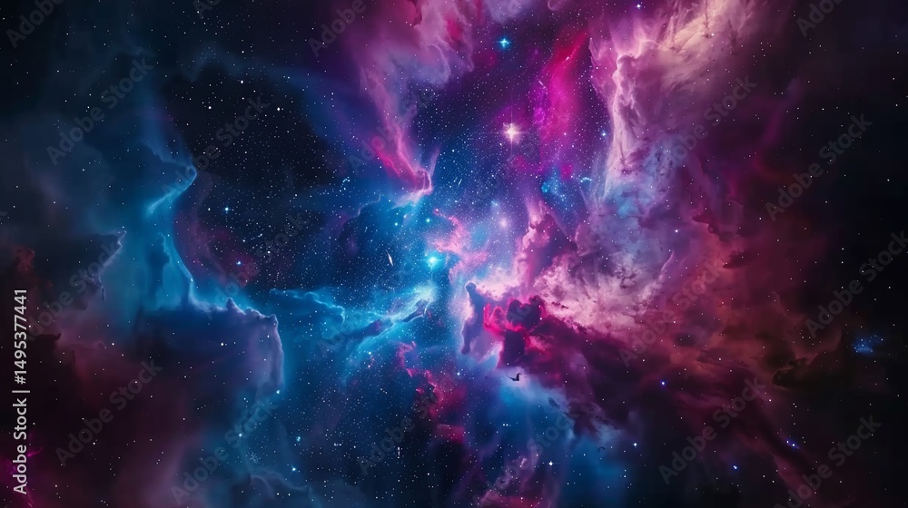 Nebulae swirling in deep space. Cosmic clouds of vibrant hues Nebulae swirling in deep space. Cosmic clouds of vibrant hues