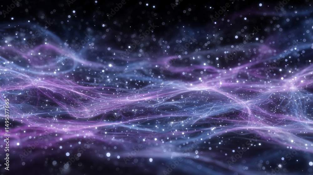 Fototapeta premium In deep space, a dark starry background serves as the canvas for colorful nebulae with vibrant red, pink, blue, and orange hues that swirl and dance