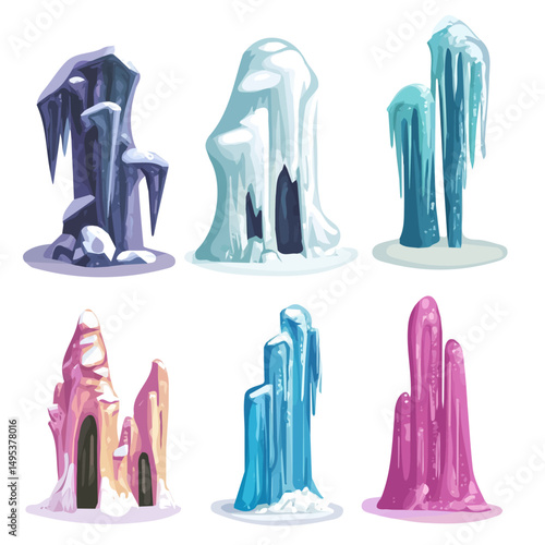 My very Simple flat 2D icon, stalactites set isolated on a white background, vector, flat design, animation design, simple flat 2D icon, minimalist design, vector design, eps