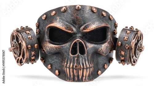 A distinctive, old-fashioned diver's helmet showcases a copper orange color scheme and riveted design, epitomizing the steampunk genre and its fascination with Victorian era diving and underwater