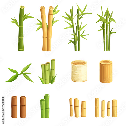 My very Simple flat 2D icon, bamboo shoots isolated on a white background, vector, flat design, animation design, simple flat 2D icon, minimalist design, vector design, eps