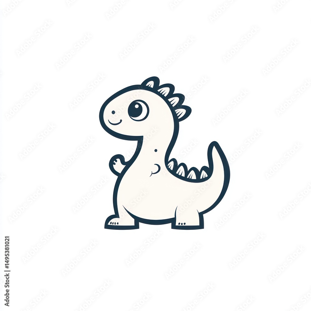Obraz premium Cute cartoon dinosaur, white background, children's illustration