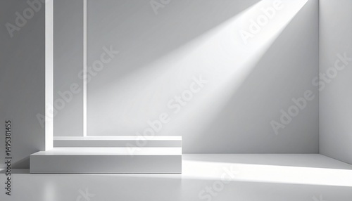 Minimalist white platform display product showcase studio