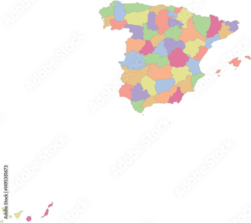 Map of Spain with provinces