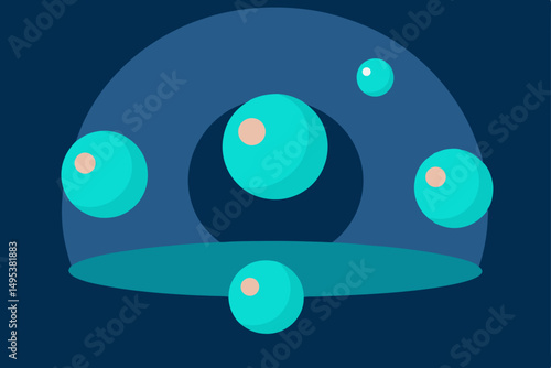 vector illustration of a blue ball with blue eyes