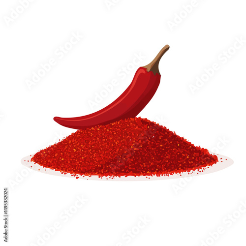My very Simple flat 2D icon, chili powder and chili isolated on a white background, vector, flat design, animation design, simple flat 2D icon, minimalist design, vector design, eps format