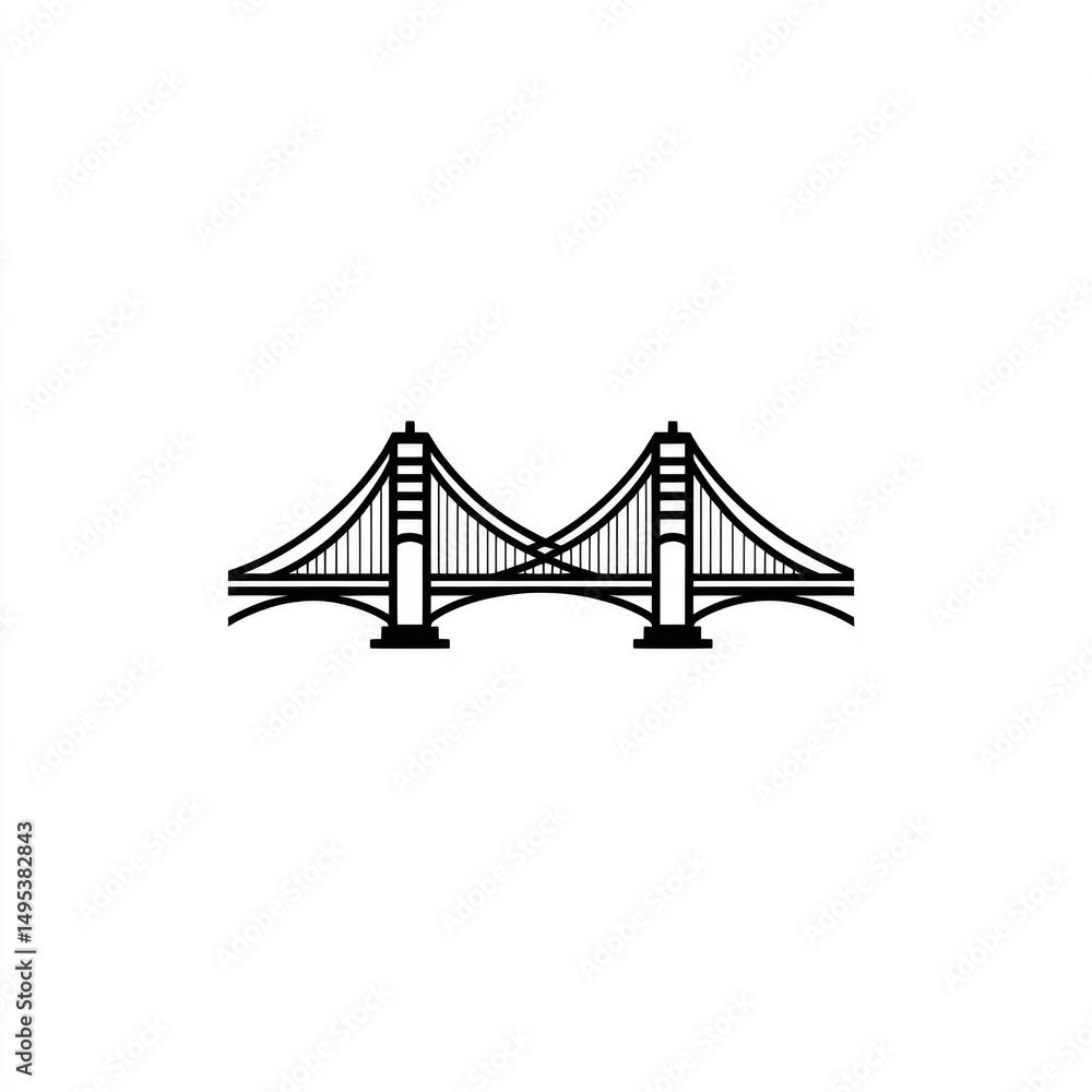 Fototapeta premium Golden Gate Bridge, San Francisco, minimalist line art, travel poster