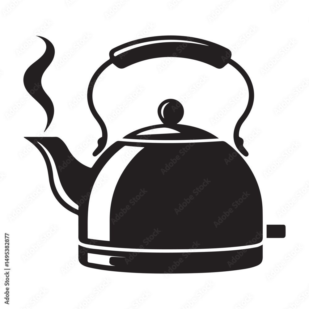 Obraz premium electric kettle Vector black silhouette. with white background