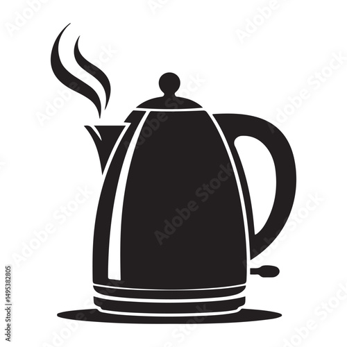 electric kettle Vector black silhouette. with white background