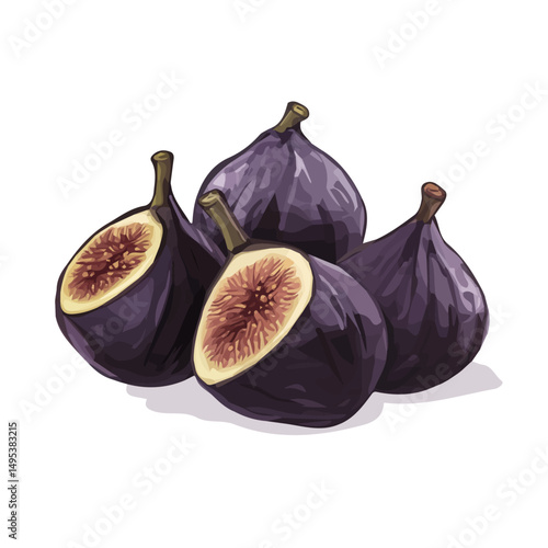 My very Simple flat 2D icon, dried figs bunch isolated on a white background, vector, flat design, animation design, simple flat 2D icon, minimalist design, vector design, eps format