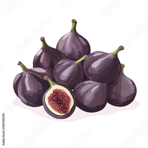 My very Simple flat 2D icon, dried figs bunch isolated on a white background, vector, flat design, animation design, simple flat 2D icon, minimalist design, vector design, eps format