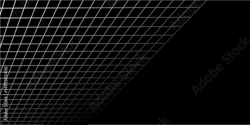 Minimalist grid check brutalism black and white vector banner template, empty 3D grid illsutration monochromatic retro poser design