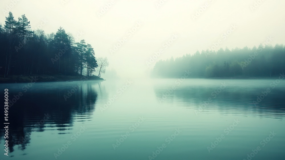 Misty Lake Serenity: A tranquil morning in the forest, reflecting the peaceful atmosphere of nature. Misty Lake Serenity: A tranquil morning in the forest, reflecting the peaceful atmosphere of nature.
