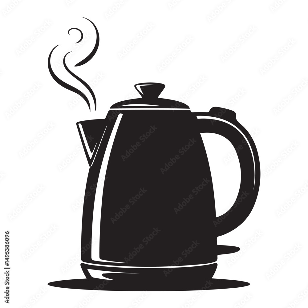 Obraz premium electric kettle Vector black silhouette. with white background