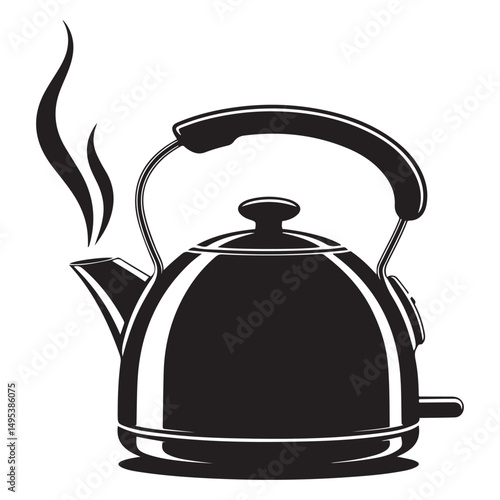 electric kettle Vector black silhouette. with white background