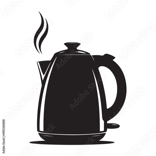 electric kettle Vector black silhouette. with white background