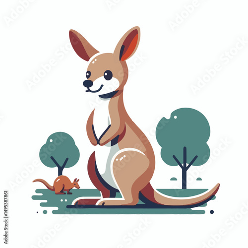 australia, kangaroo, animal, australian, wildlife, mammal, nature, marsupial, cute, wild, pouch, baby, brown, joey, illustration, aussie, fauna, wallaby, vector, wilderness, outback, native, isolated,