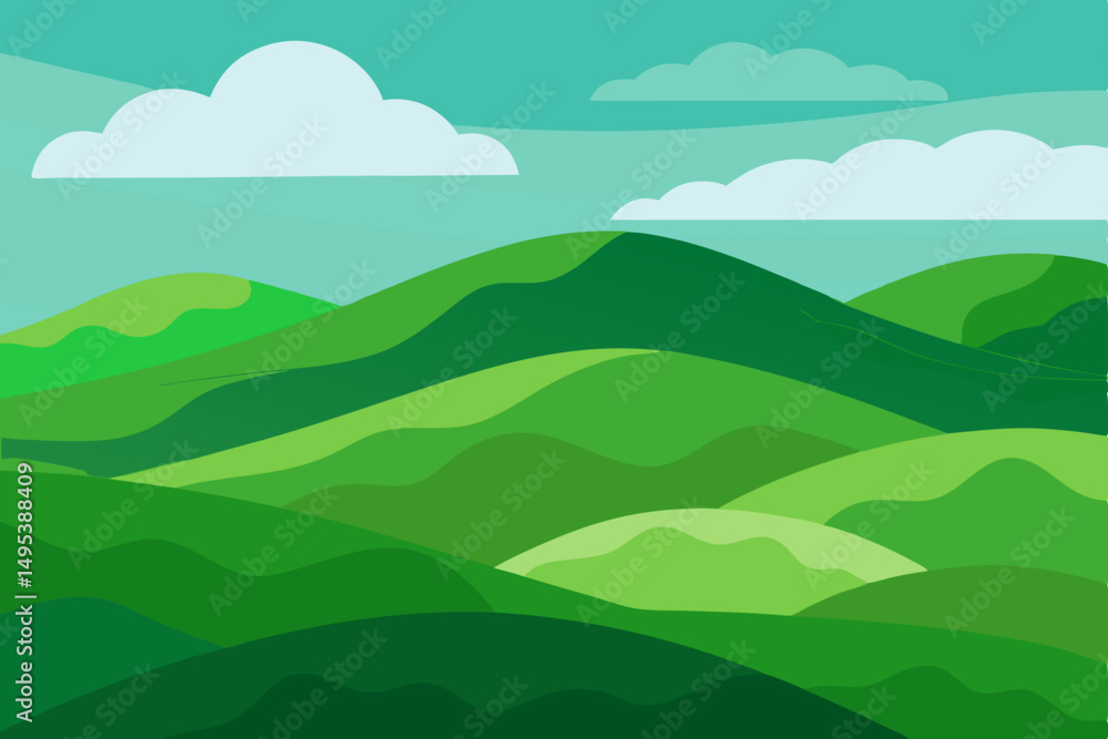 Fototapeta premium emerald green hills rolling under a cloudy sky .svg