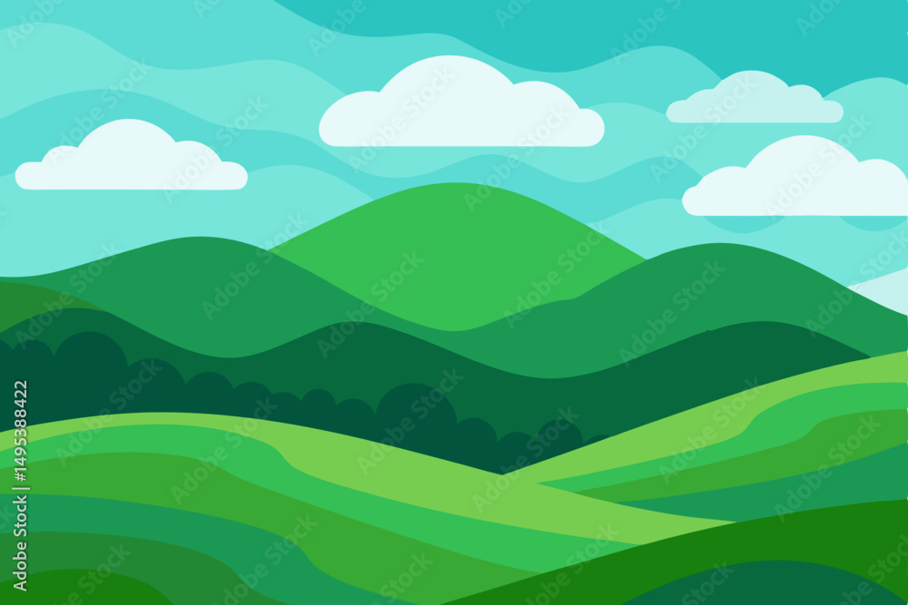 Fototapeta premium emerald green hills rolling under a cloudy sky 