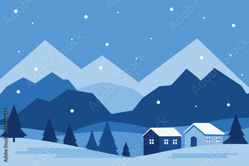 gentle snowfall in a quiet mountain village  .svg