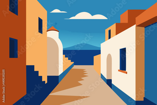 peaceful alleyway in an old coastal town  .svg