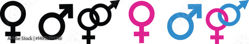 Gender and Relationship Symbols in Black and Color