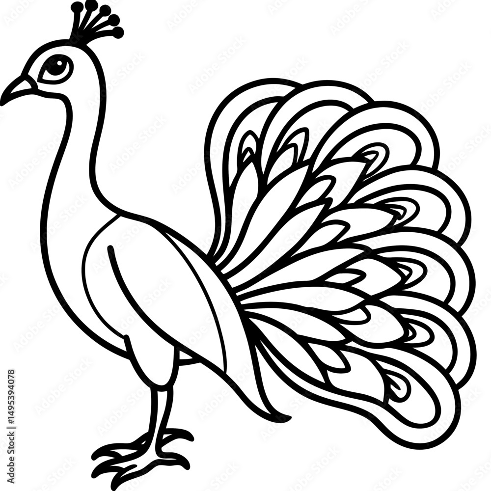 Obraz premium Spectral Peacock line art vector