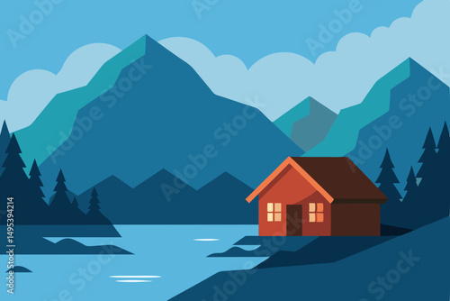 secluded cabin on the edge of a peaceful fjord