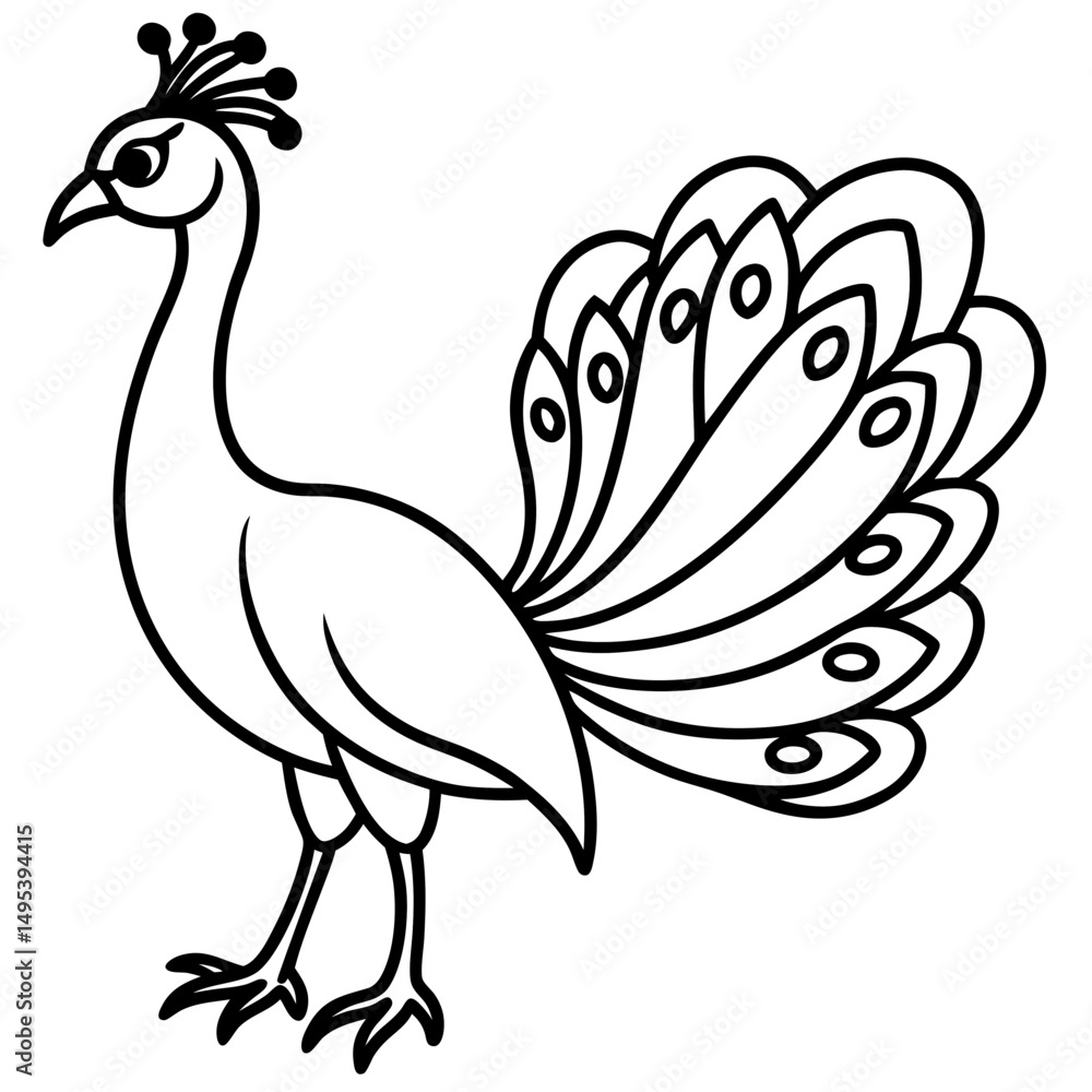 Fototapeta premium Spectral Peacock line art vector