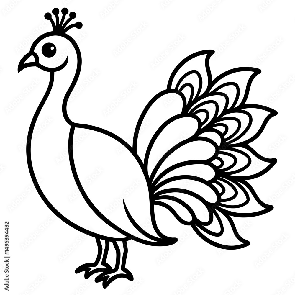 Fototapeta premium Spectral Peacock line art vector