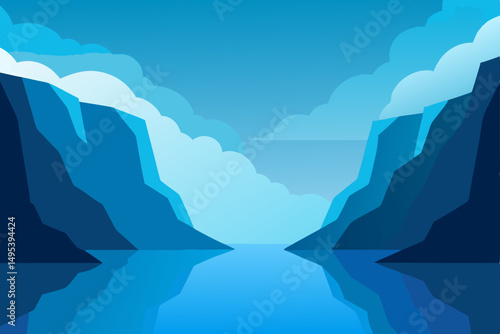 serene fjord with reflections of tall cliffs 