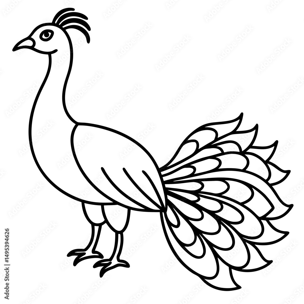 Fototapeta premium Spectral Peacock line art vector