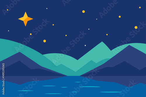 star filled sky over calm mountain waters 