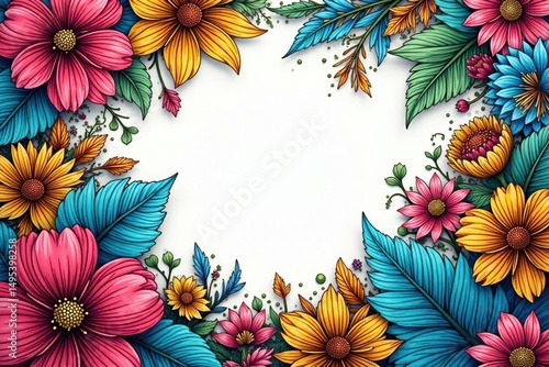 Intricate line art floral pattern, geometric design, simple, textile