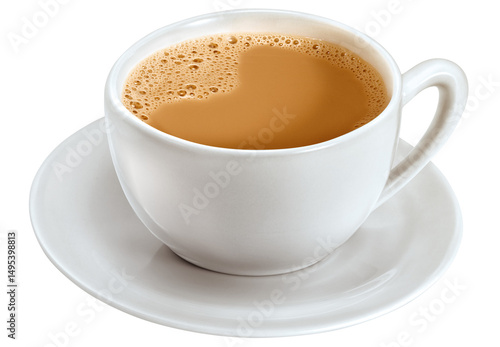 xícara com café com leite isolado em fundo transparente