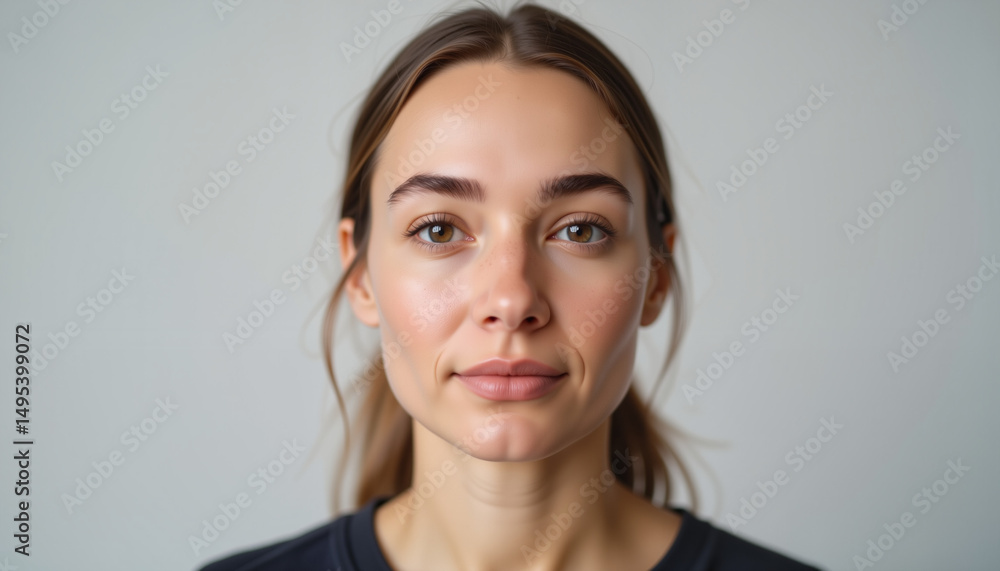 Solemn woman in minimalist studio setting, emotional introspection Solemn woman in minimalist studio setting, emotional introspection