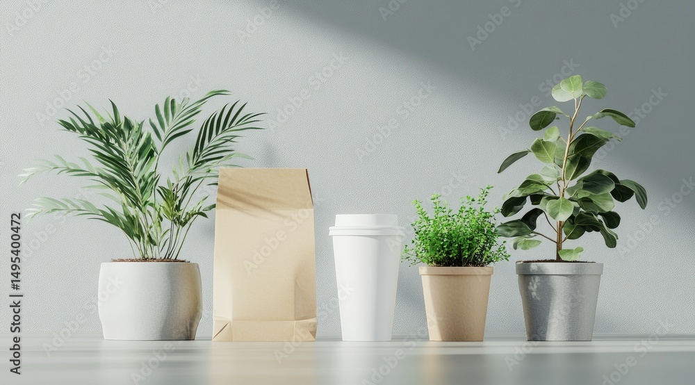 Obraz premium Simple cafe scene with plants