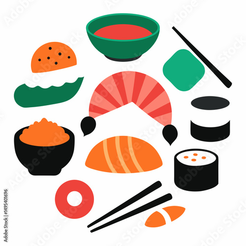 sushi set vector illustration