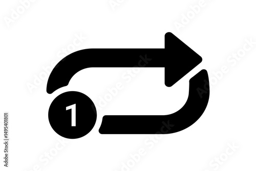 Single Repeat Playback and Repost Icon with Number One
